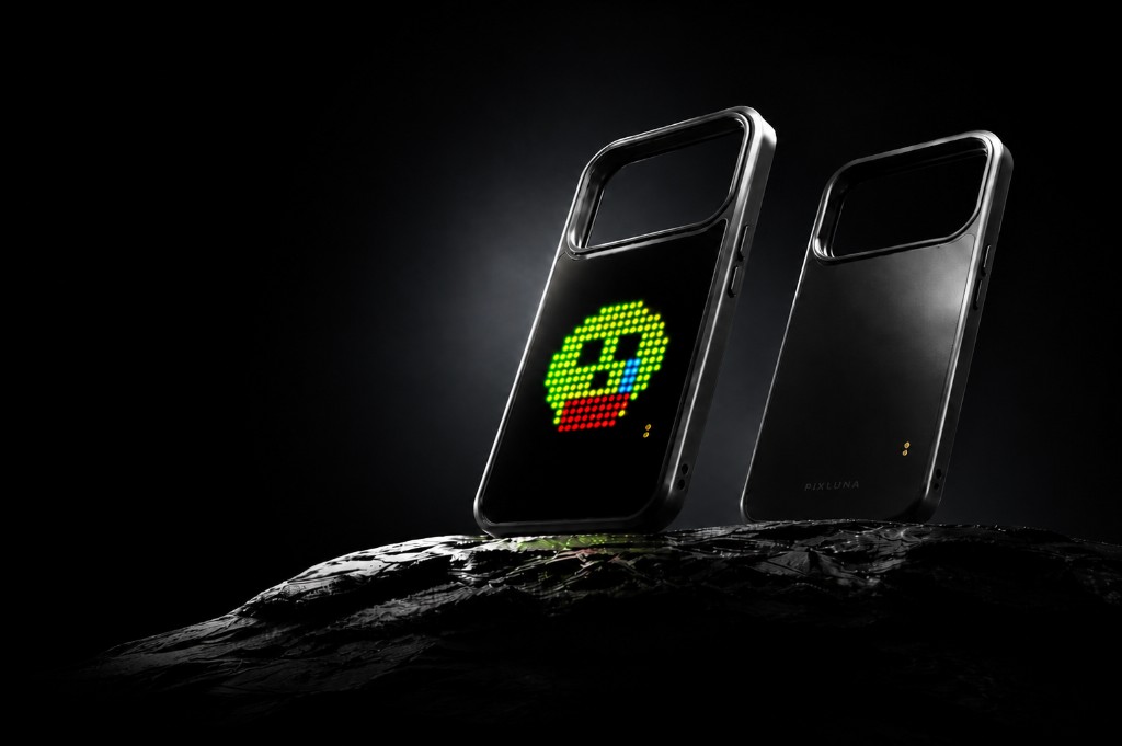 Pixluna Case with a living LED pixel display.